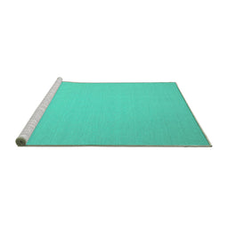 Sideview of Machine Washable Solid Turquoise Modern Area Rugs, wshcon239turq