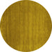 Round Abstract Yellow Contemporary Rug, con23yw