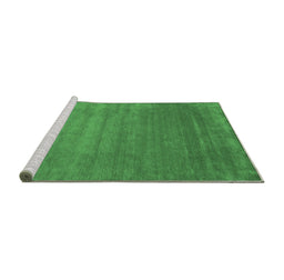 Sideview of Machine Washable Abstract Emerald Green Contemporary Area Rugs, wshcon23emgrn