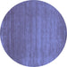 Round Abstract Blue Contemporary Rug, con23blu