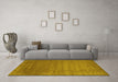 Machine Washable Abstract Yellow Contemporary Rug in a Living Room, wshcon23yw