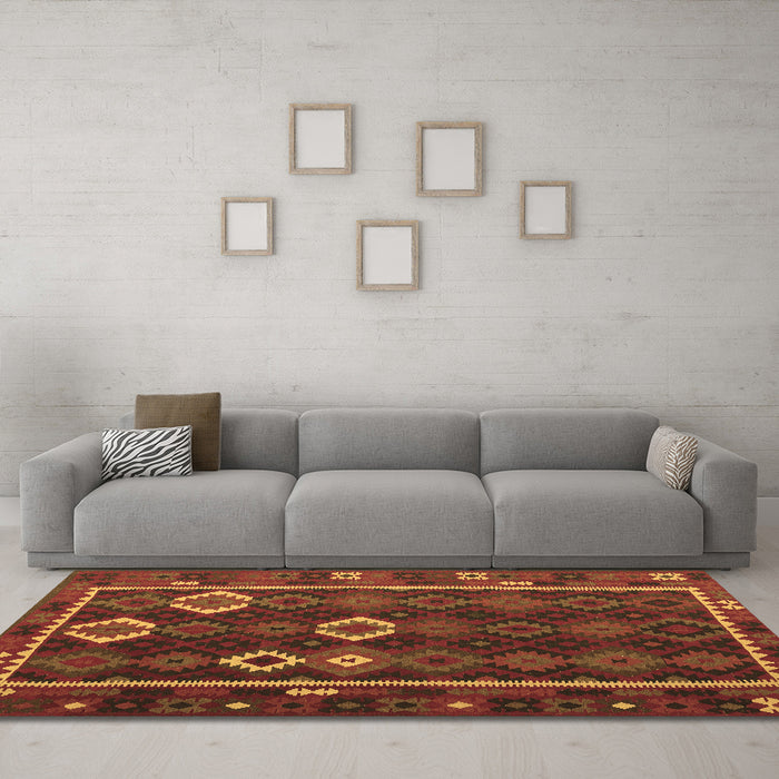 Machine Washable Oriental Brown Traditional Rug in a Living Room,, wshcon2400brn