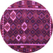 Round Machine Washable Oriental Purple Traditional Area Rugs, wshcon2400pur