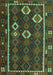 Machine Washable Oriental Turquoise Traditional Area Rugs, wshcon2400turq