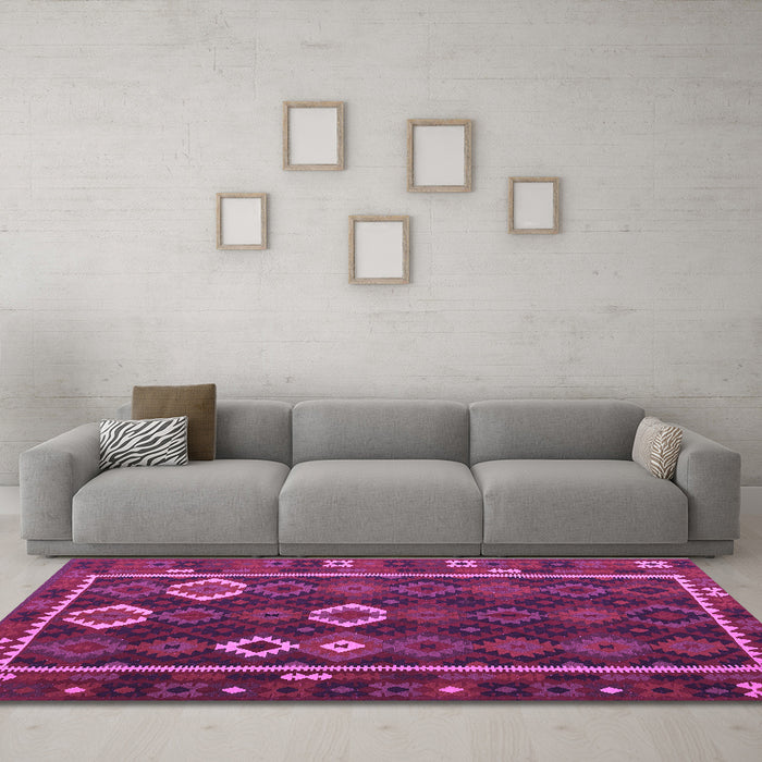 Machine Washable Oriental Purple Traditional Area Rugs in a Living Room, wshcon2400pur