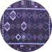 Round Machine Washable Oriental Blue Traditional Rug, wshcon2400blu