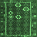 Square Machine Washable Oriental Emerald Green Traditional Area Rugs, wshcon2400emgrn