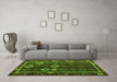 Machine Washable Oriental Green Traditional Area Rugs in a Living Room,, wshcon2400grn