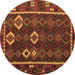 Round Oriental Brown Traditional Rug, con2400brn