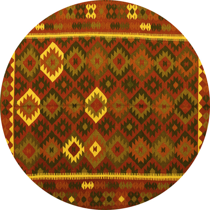 Round Oriental Yellow Traditional Rug, con2400yw