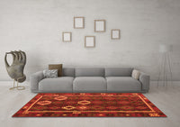 Machine Washable Oriental Orange Traditional Rug, wshcon2400org