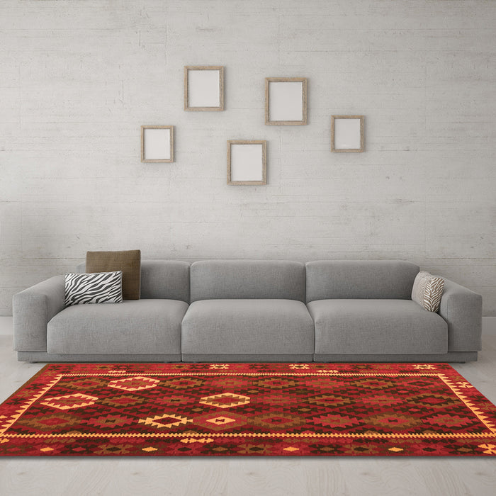 Machine Washable Oriental Orange Traditional Area Rugs in a Living Room, wshcon2400org