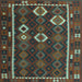 Square Oriental Light Blue Traditional Rug, con2400lblu