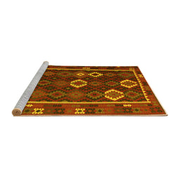 Sideview of Machine Washable Oriental Yellow Traditional Rug, wshcon2400yw