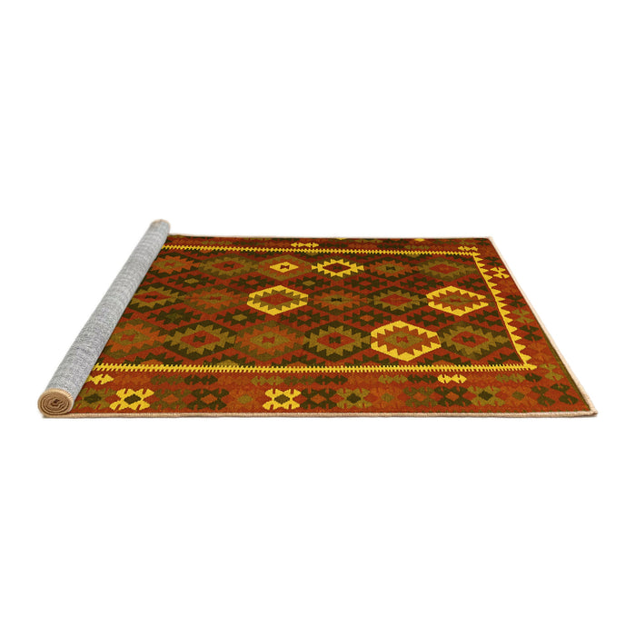 Sideview of Machine Washable Oriental Yellow Traditional Rug, wshcon2400yw