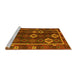 Sideview of Machine Washable Oriental Yellow Traditional Rug, wshcon2400yw