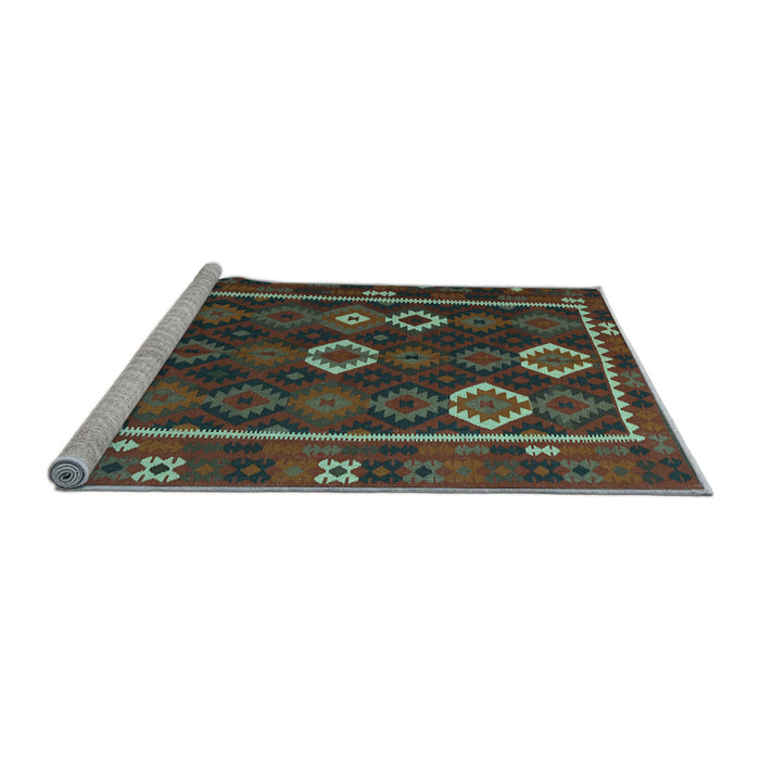 Sideview of Machine Washable Oriental Light Blue Traditional Rug, wshcon2400lblu