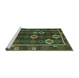 Sideview of Machine Washable Oriental Turquoise Traditional Area Rugs, wshcon2400turq