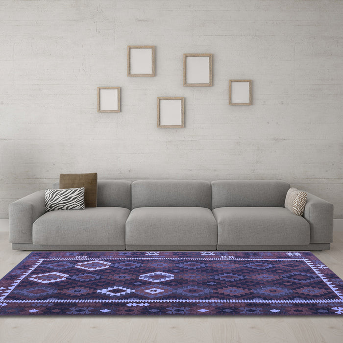 Machine Washable Oriental Blue Traditional Rug in a Living Room, wshcon2400blu