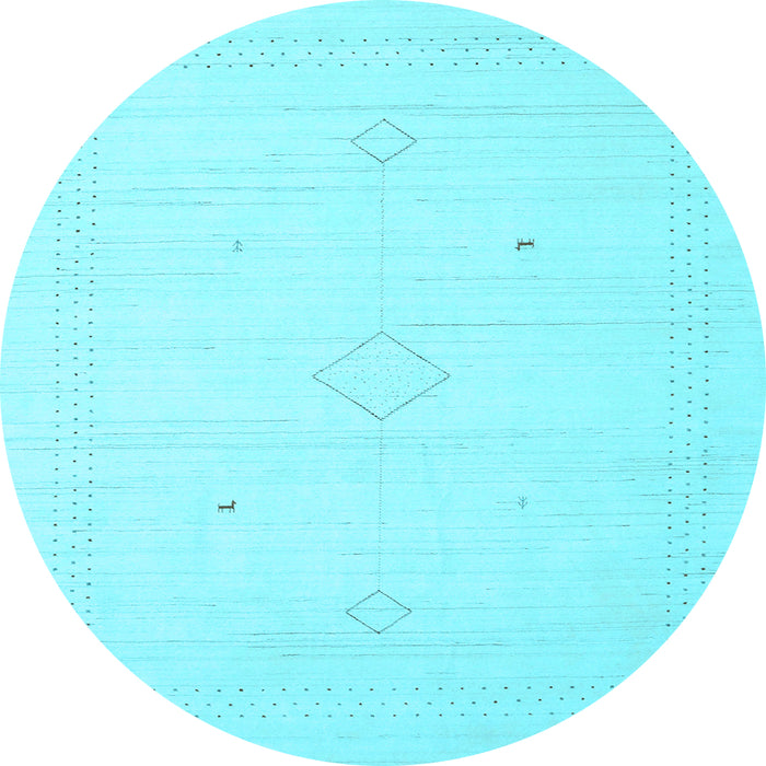 Round Machine Washable Solid Light Blue Modern Rug, wshcon2401lblu