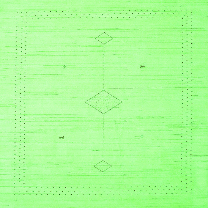 Round Machine Washable Solid Green Modern Area Rugs, wshcon2401grn