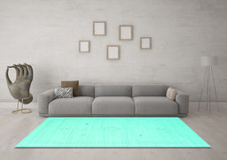 Machine Washable Solid Turquoise Modern Area Rugs in a Living Room,, wshcon2401turq