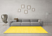 Machine Washable Solid Yellow Modern Rug in a Living Room, wshcon2401yw