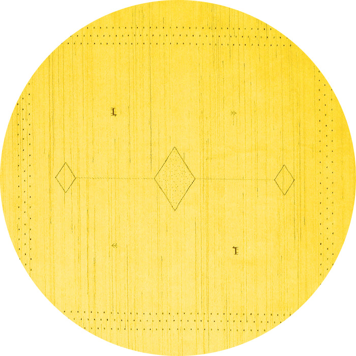Round Solid Yellow Modern Rug, con2401yw