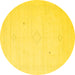 Round Solid Yellow Modern Rug, con2401yw