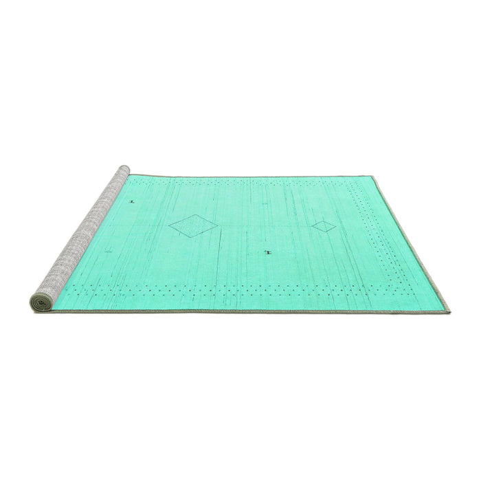 Sideview of Machine Washable Solid Turquoise Modern Area Rugs, wshcon2401turq