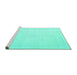 Sideview of Machine Washable Solid Turquoise Modern Area Rugs, wshcon2401turq