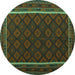 Round Oriental Turquoise Traditional Rug, con2402turq