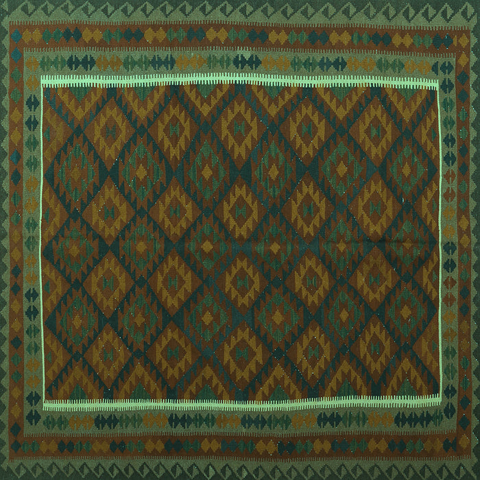 Square Machine Washable Oriental Turquoise Traditional Area Rugs, wshcon2402turq