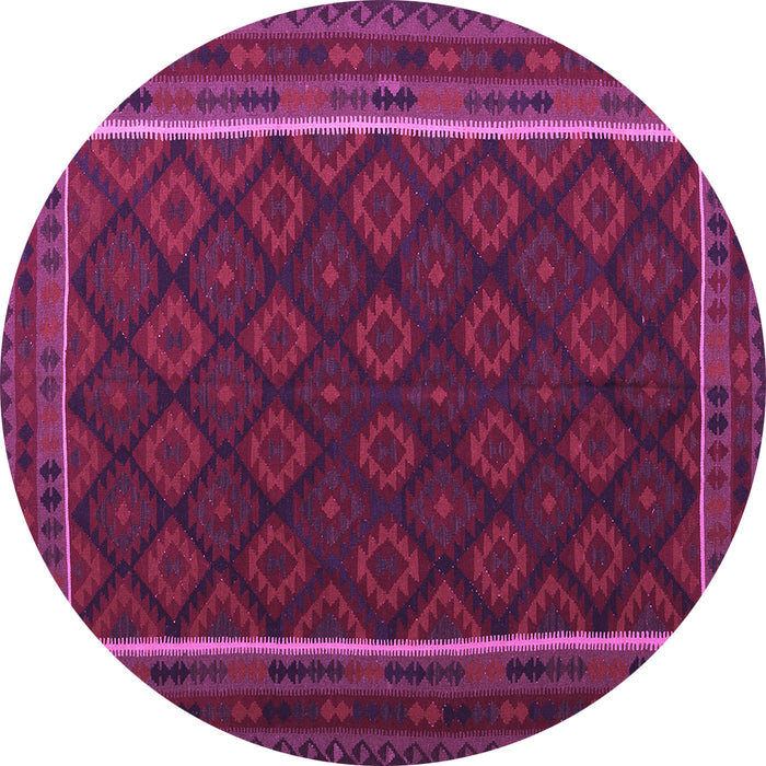 Round Machine Washable Oriental Purple Traditional Area Rugs, wshcon2402pur