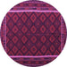 Round Machine Washable Oriental Purple Traditional Area Rugs, wshcon2402pur