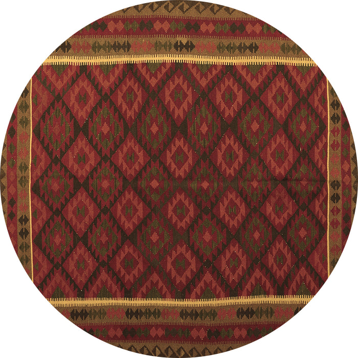 Round Oriental Brown Traditional Rug, con2402brn