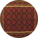 Round Oriental Brown Traditional Rug, con2402brn