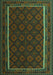 Machine Washable Oriental Turquoise Traditional Area Rugs, wshcon2402turq