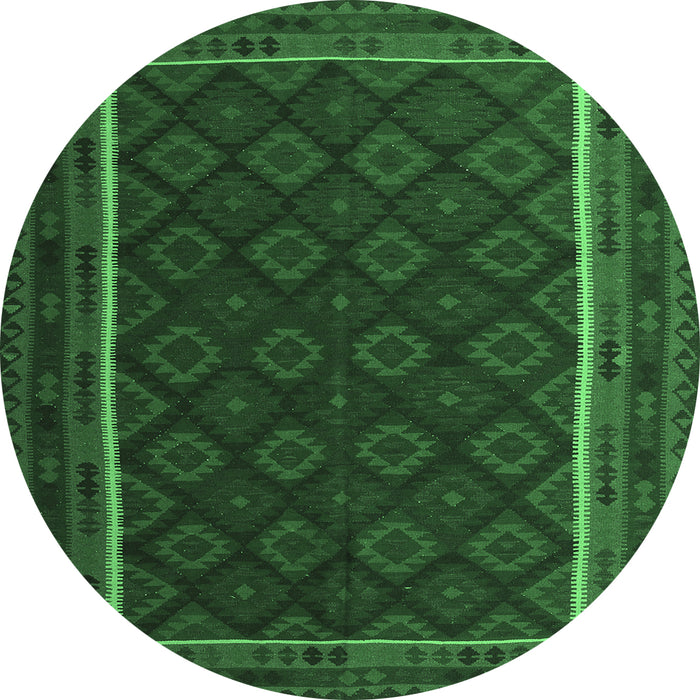 Round Oriental Emerald Green Traditional Rug, con2402emgrn