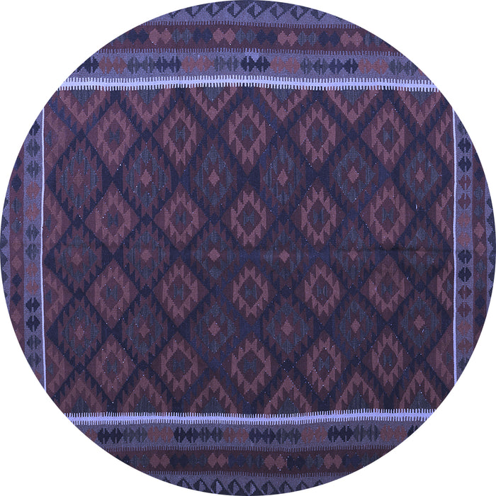 Round Machine Washable Oriental Blue Traditional Rug, wshcon2402blu