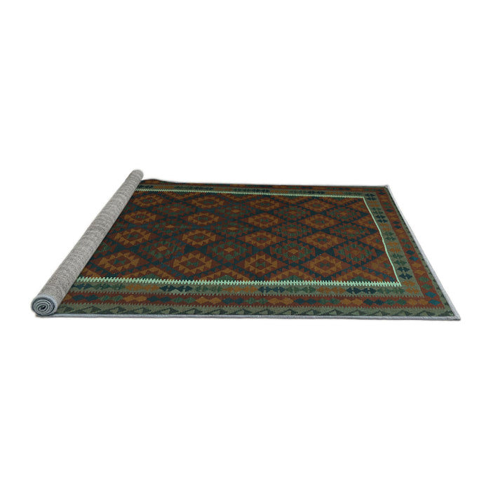 Sideview of Machine Washable Oriental Light Blue Traditional Rug, wshcon2402lblu