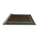 Sideview of Machine Washable Oriental Light Blue Traditional Rug, wshcon2402lblu