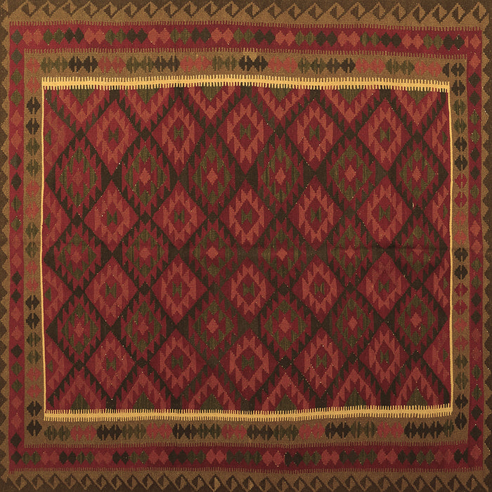 Square Machine Washable Oriental Brown Traditional Rug, wshcon2402brn