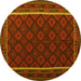 Round Oriental Yellow Traditional Rug, con2402yw