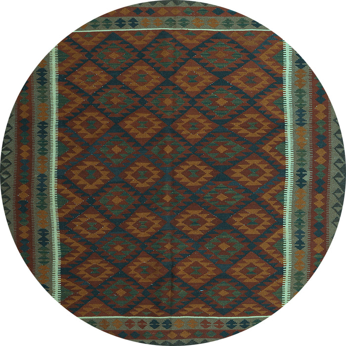 Round Oriental Light Blue Traditional Rug, con2402lblu