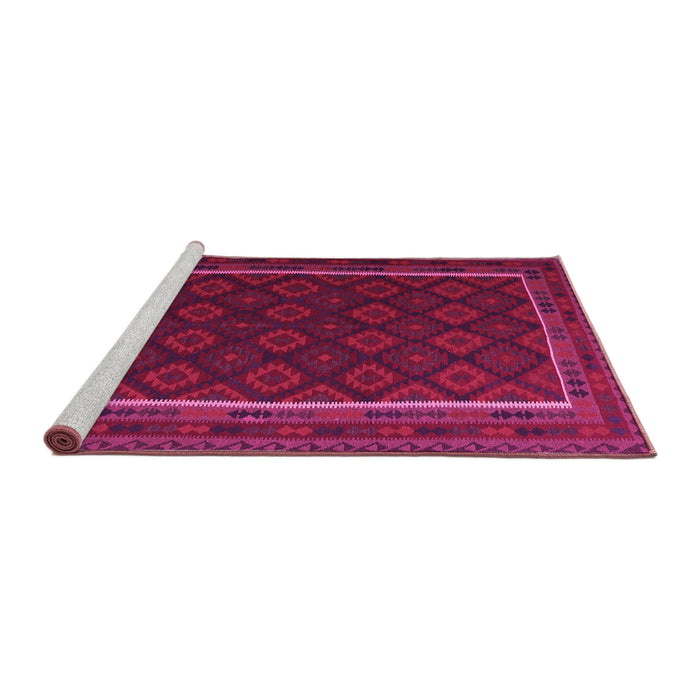 Sideview of Machine Washable Oriental Pink Traditional Rug, wshcon2402pnk