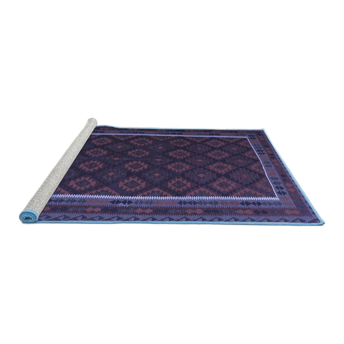 Sideview of Machine Washable Oriental Blue Traditional Rug, wshcon2402blu