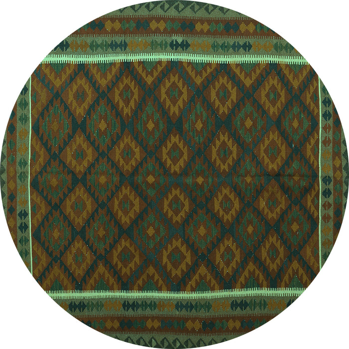 Round Machine Washable Oriental Turquoise Traditional Area Rugs, wshcon2402turq