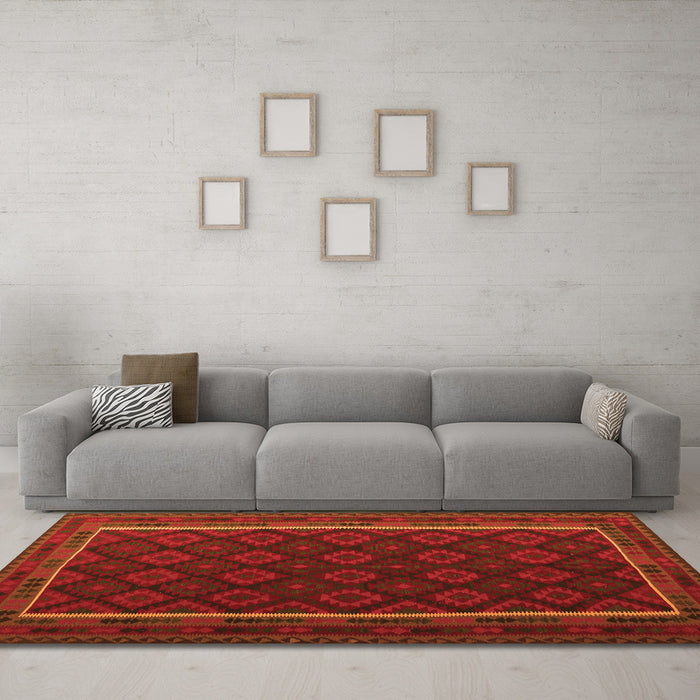 Machine Washable Oriental Orange Traditional Area Rugs in a Living Room, wshcon2402org
