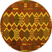 Round Oriental Yellow Traditional Rug, con2403yw